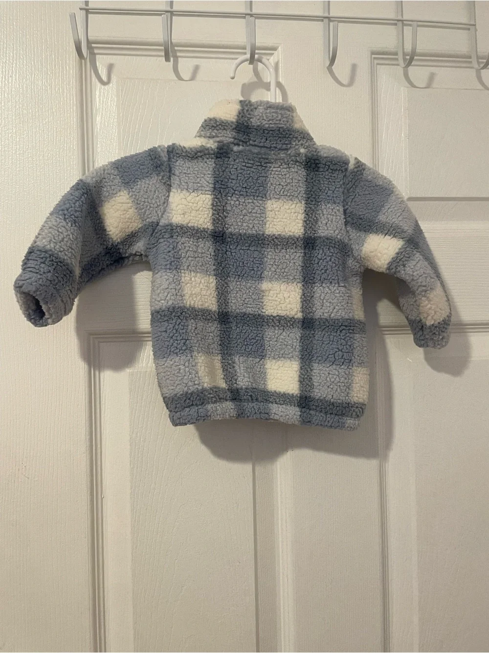Carter's Plush Check Quarter-Zip Pullover - Blue & Cream